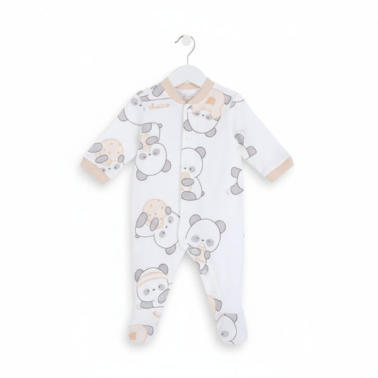 Unisex Baby Body with Animal Motif Front Opening 50 cm White