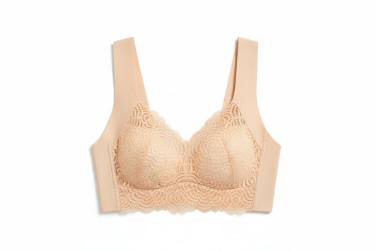 Qetyuw Women's Lace Wireless Push-Up Cotton T-Shirt Bra