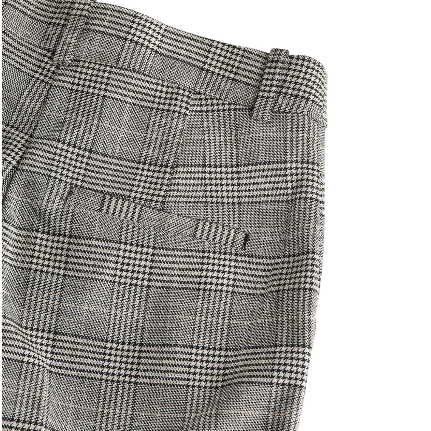 H&M Women's Beige Plaid Ankle-Length Stretch Slacks with Regular Waist