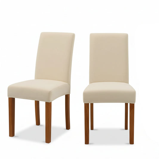 Mellowkasa Beige Dining Room Chair Covers Pack of 2