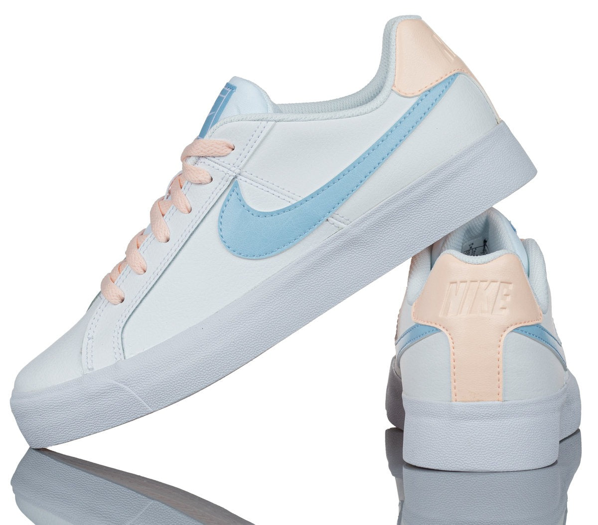 Nike Women's Court Royale AC Sneakers: White, Psychic Blue, Classic Tennis Style