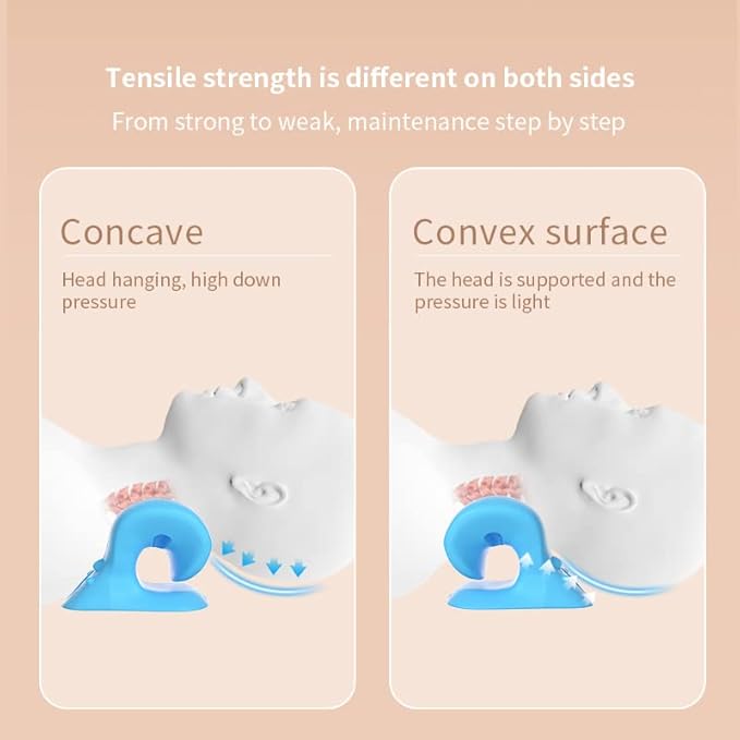 Blue Portable Cervical Traction Pillow with Eye Mask