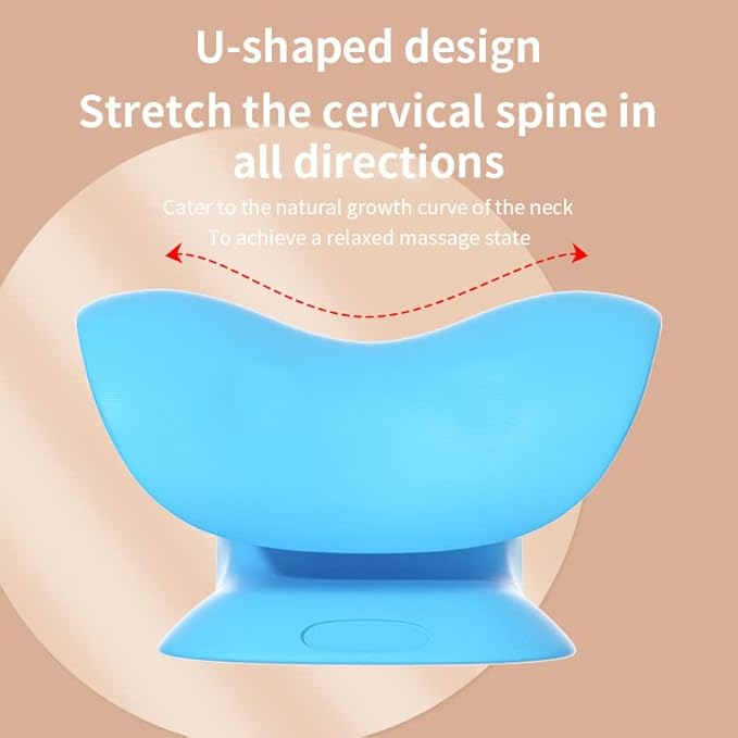 Blue Portable Cervical Traction Pillow with Eye Mask