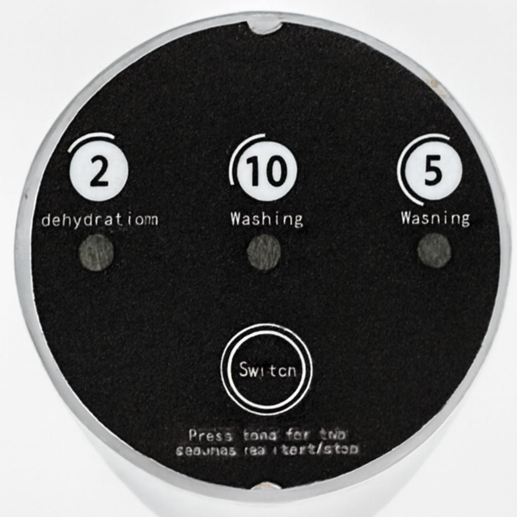 Control panel with buttons labeled 'dehydration', 'Washing', and 'Switch' on a white background.