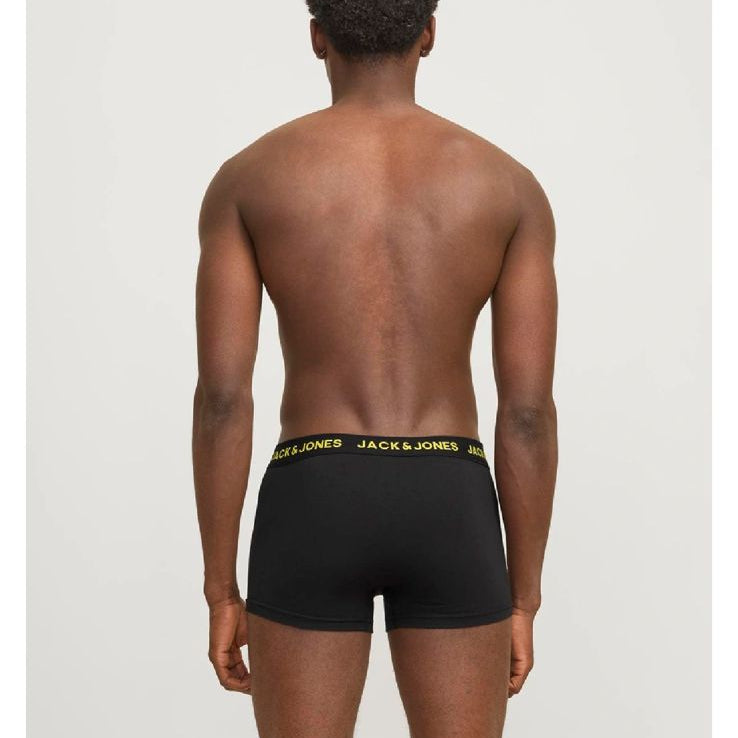 Person wearing black Jack & Jones underwear on a white background