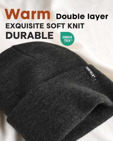 FURTALK Soft Warm Unisex Cuffed Beanie Knitted Skull Cap for Men Women