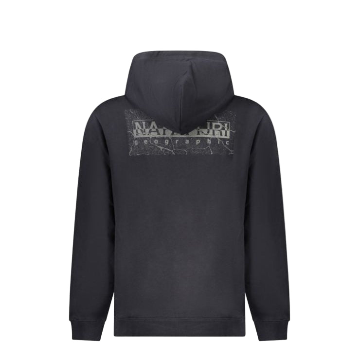 Napapijri Men's Black Hooded Sweatshirt: Loose Fit, Central Pocket, Iconic Logo
