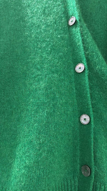 Jaeger Cozy Knit Button-Front Cardigan – Emerald Green - Gomix Brands Outlet