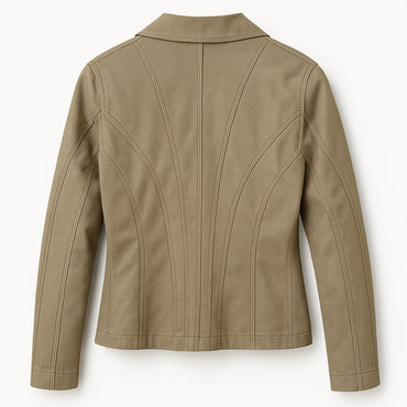 OUI Women's Olive Denim Cropped Jacket