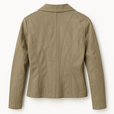 OUI Women's Olive Denim Cropped Jacket - Gomix Brands Outlet