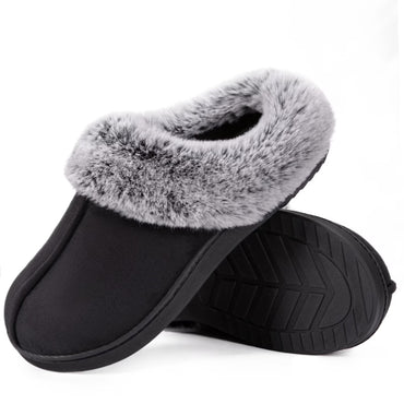 HomeTop Women's Microsuede Faux Fur Memory Foam Slippers.