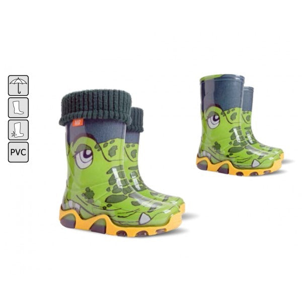 DEMAR Boys' Crocodile Rain Boots with Removable Warm Lining