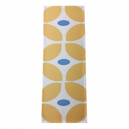Table Runner, Mid Mod Scandinavian Flower, Orange Yellow Retro