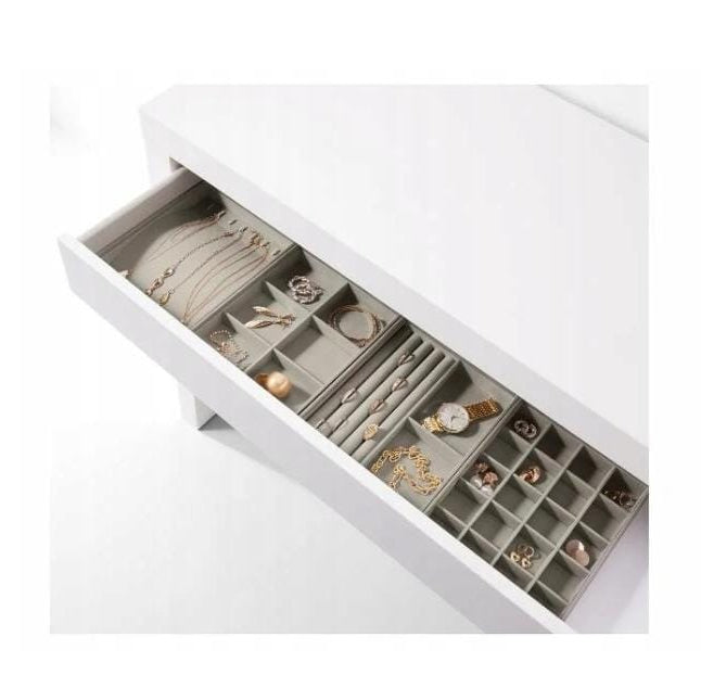 esmara Stackable Velvet Jewelry Organizer with Compartments and Ring Slots