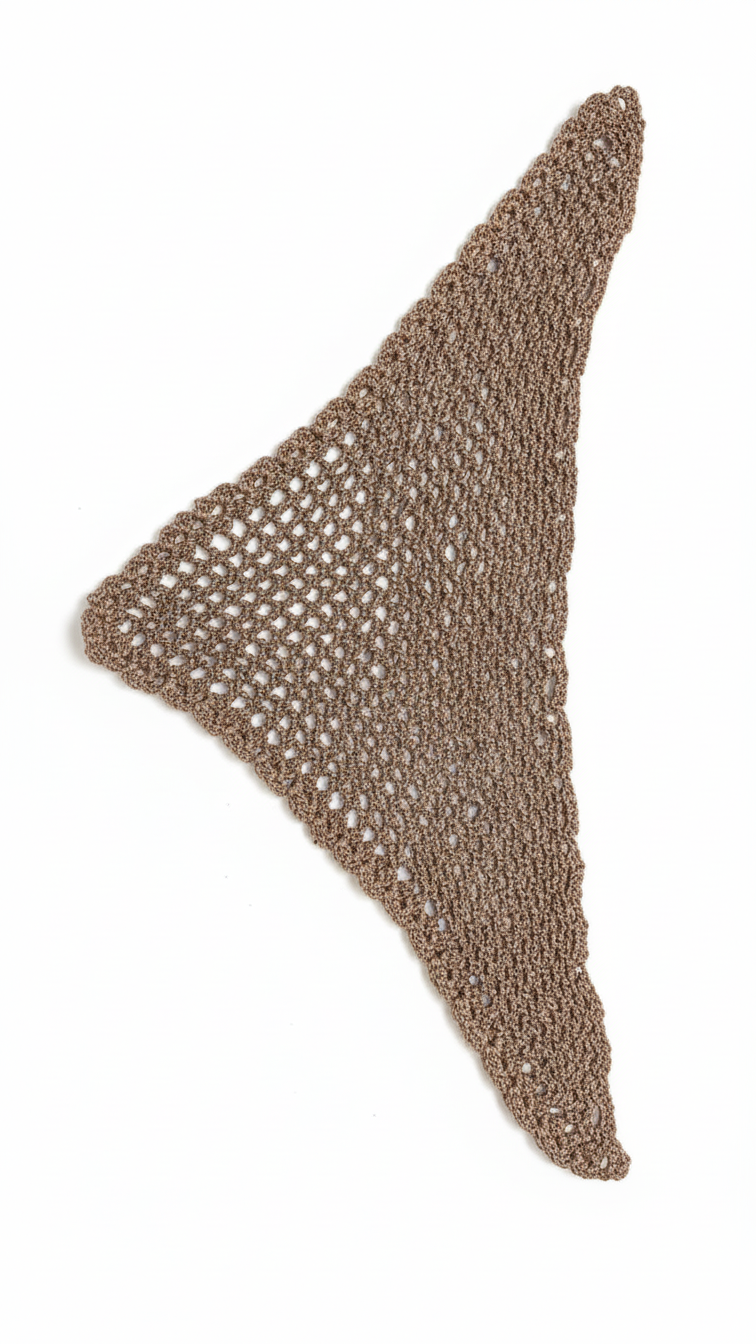 Hand-Crocheted Knit Bandana - Taupe