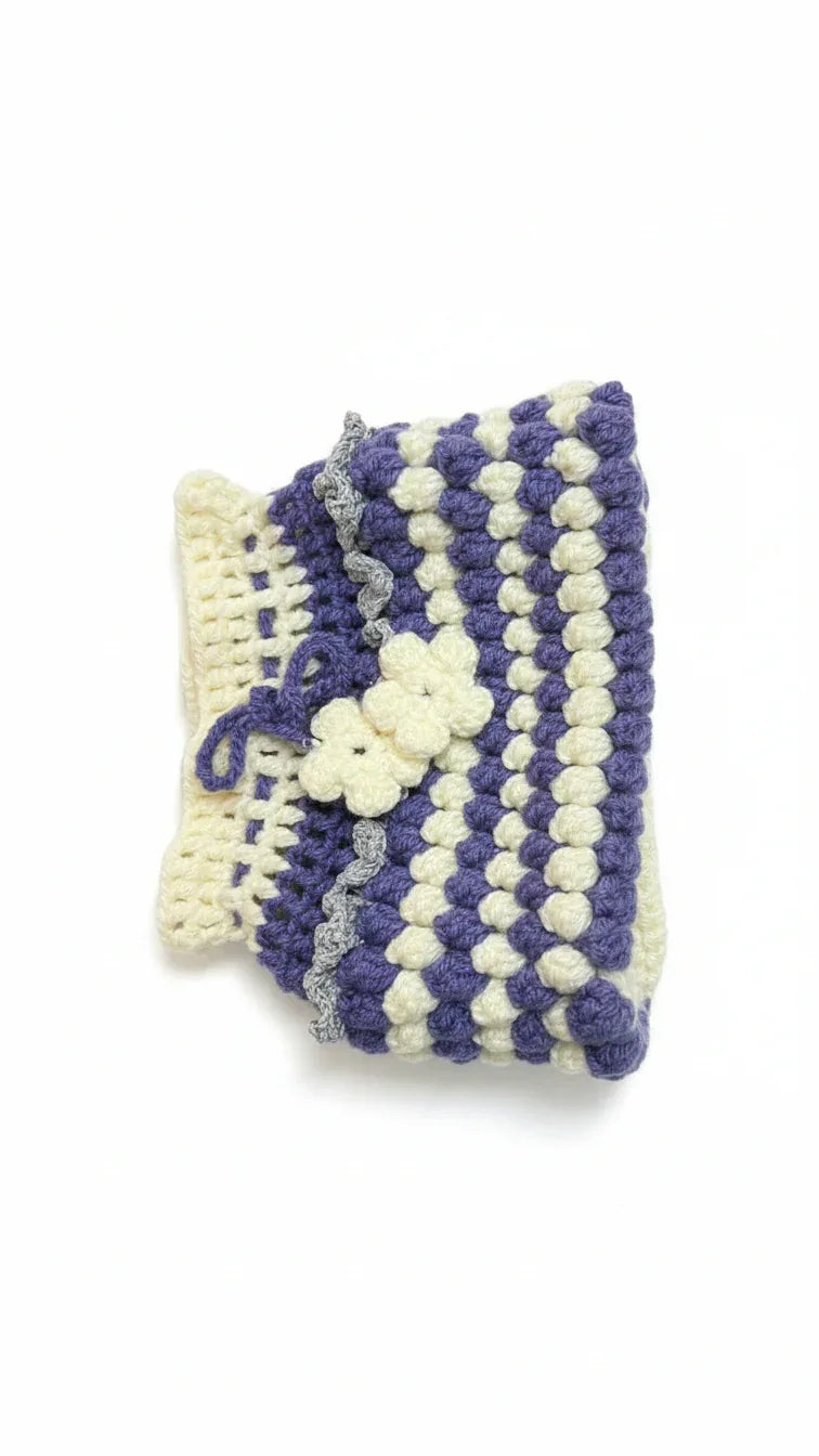 Handmade Crochet Purple - White Big Size Tissue Box Cover With Flowers - Gomix Brands Outlet