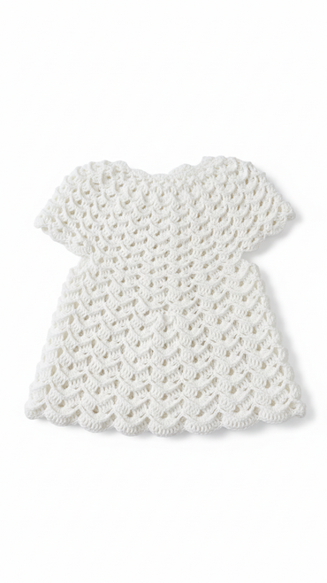 Hand-Crocheted Baby Dress – Off-White