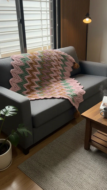 Handmade Chevron Crochet Zigzag Scarf with Tassels - Gomix Brands Outlet