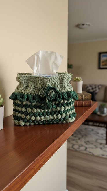 Handmade Crochet Mint Green Tissue Box Cover