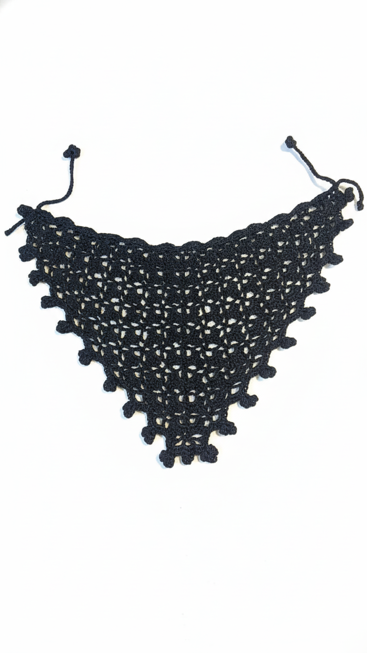 Hand-Crocheted Triangle Bandana – Black