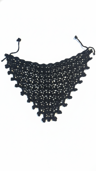 Hand-Crocheted Triangle Bandana – Black