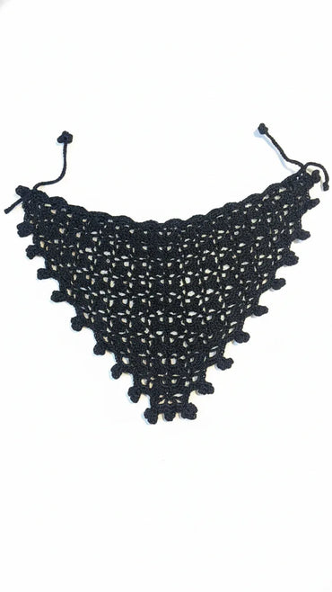 Hand-Crocheted Triangle Bandana – Black - Gomix Brands Outlet