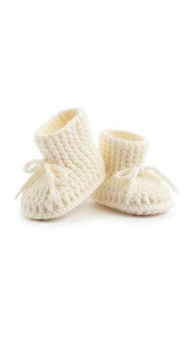 Hand-Knitted Baby Booties Crochet – Soft Cream - Gomix Brands Outlet