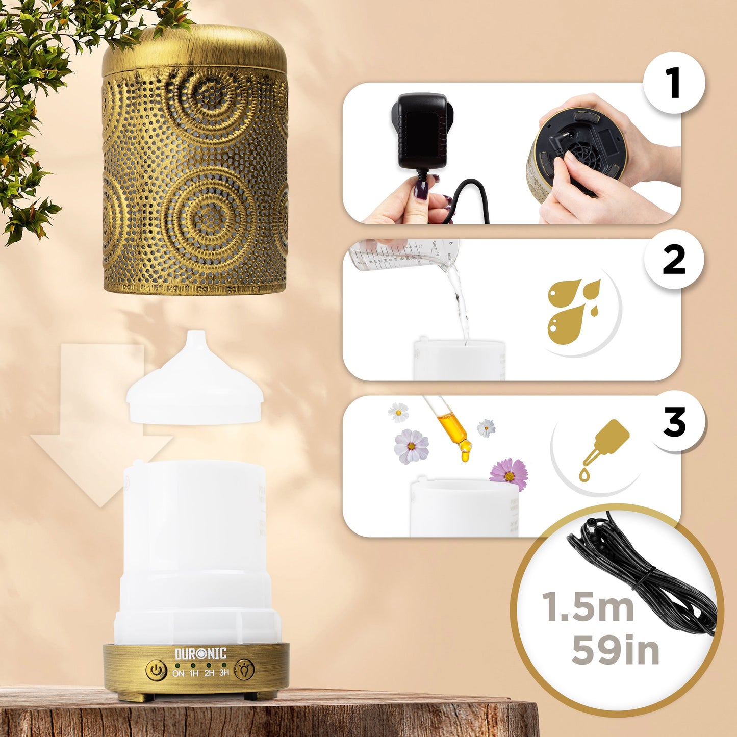 Duronic AD41 100ml Aromatherapy Diffuser with 7 LED Lights