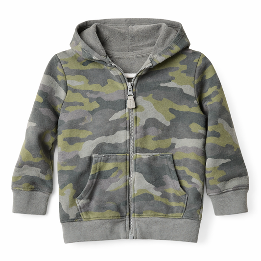Cat & Jack Boys Green Camouflage Hoodie with Zip