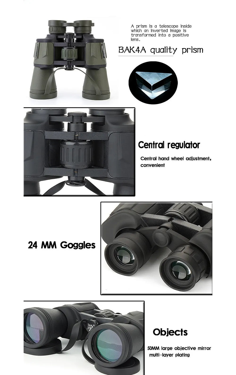 High-Power 20x50 1000m Military Telescope with Low Light Optics
