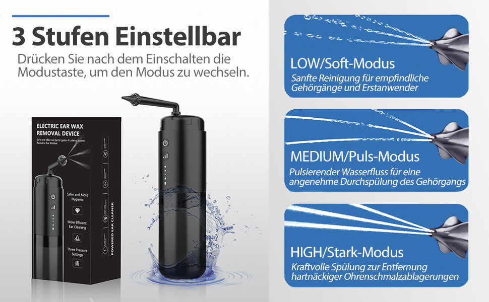 DANLIKT Electric Earwax Remover: IPX6 Waterproof, 3 Modes, Dual Nozzles