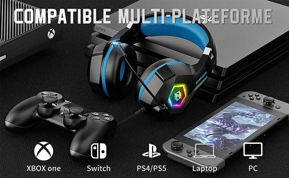 Ozeino ZW Pro Gaming Headset: RGB LED, 50mm Drivers, Noise-Canceling Mic - Gomix Brands Outlet