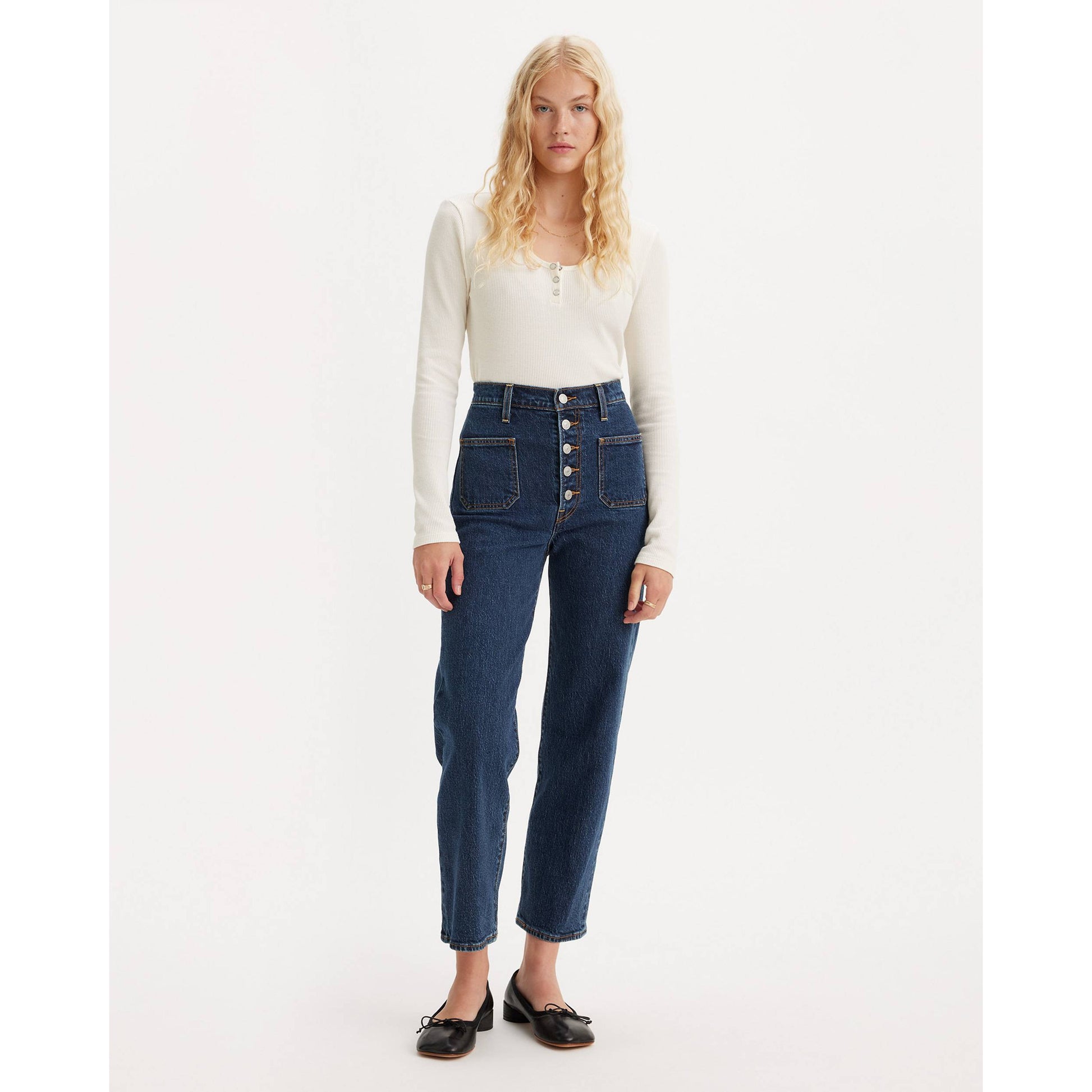 Levi's Ribcage Straight Patch Pocket Blue Denim Jeans