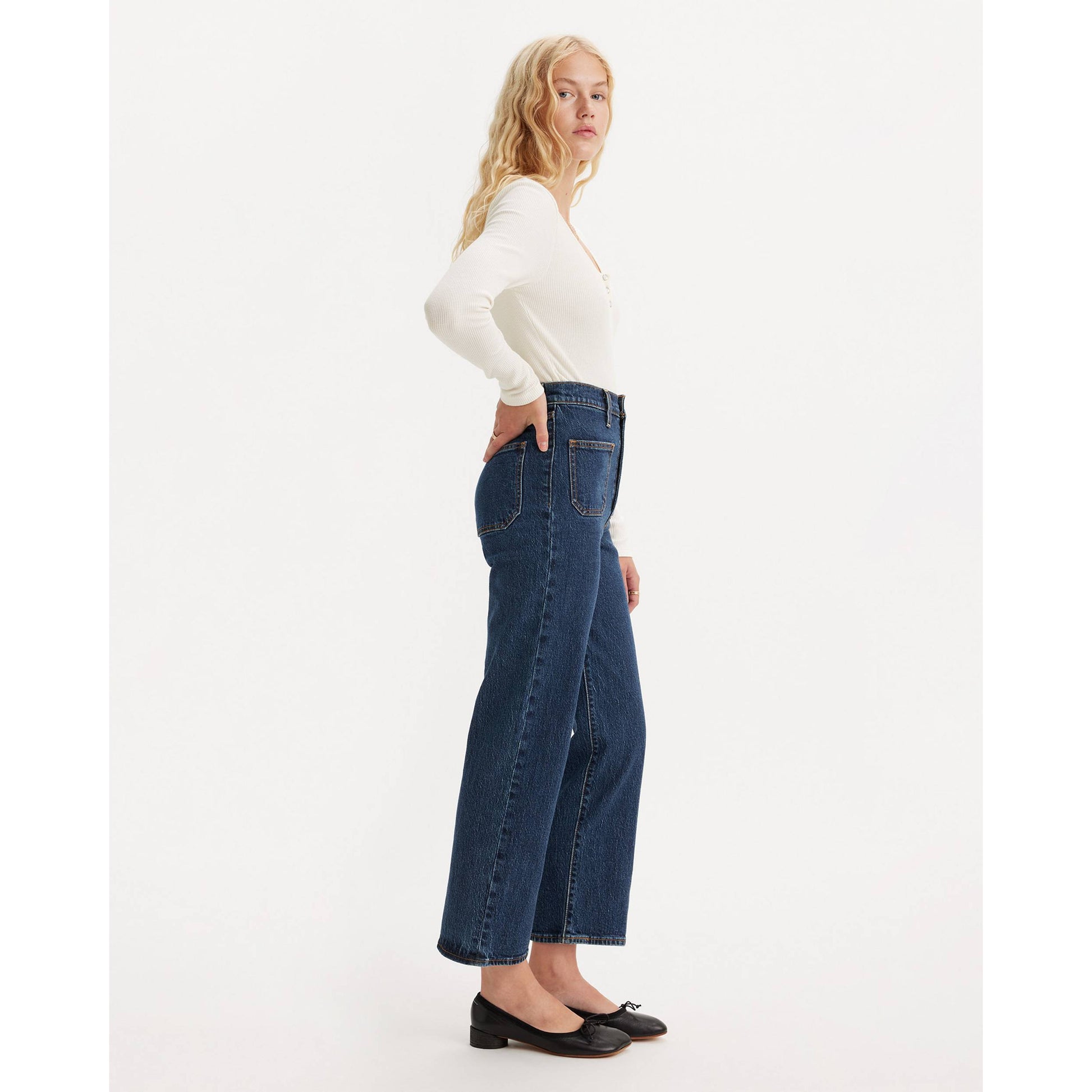 Levi's Ribcage Straight Patch Pocket Blue Denim Jeans