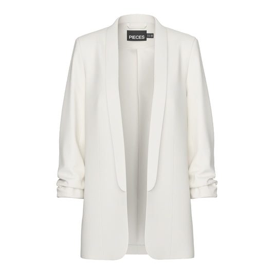 Pieces PCBOSELLA Elegant Women's Cloud Dancer White Tailored Blazer Three-Quarter Sleeves