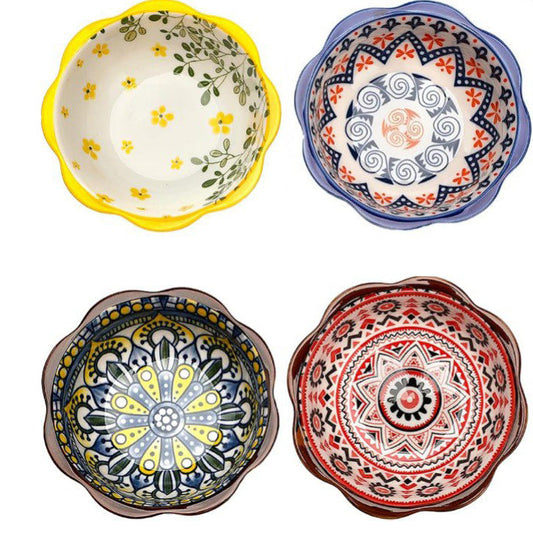 4-Piece Porcelain Snack Bowls Set – 70ml Boho Soy Sauce Bowls