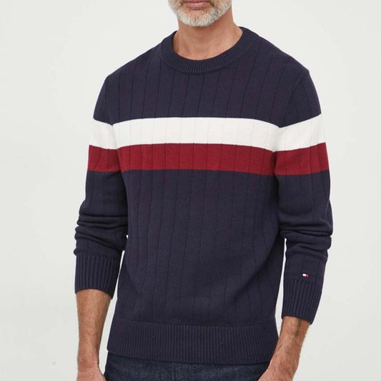 Tommy Hilfiger Men's White Sustainable Cotton Long-Sleeve Ribbed Sweater