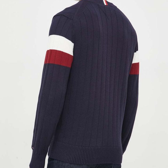 Tommy Hilfiger Men's White Sustainable Cotton Long-Sleeve Ribbed Sweater