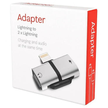 Dual Lightning Adapter: Charge & Listen Simultaneously with Audio in Metallic Grey - Gomix Brands Outlet