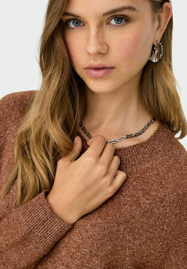 ONLY Onlrica Life Long Sleeve Tobacco Brown Knit Sweater