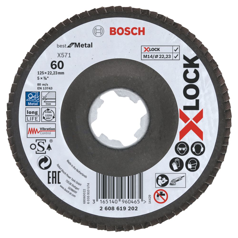 Bosch 125mm X-Lock Flap Disc 60 Grit for Metal Grinding & Finishing