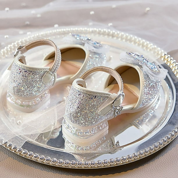 Babcutegg Girls' White Glitter Crystal Sandals: Elegant Toddler Dress & Casual Shoes