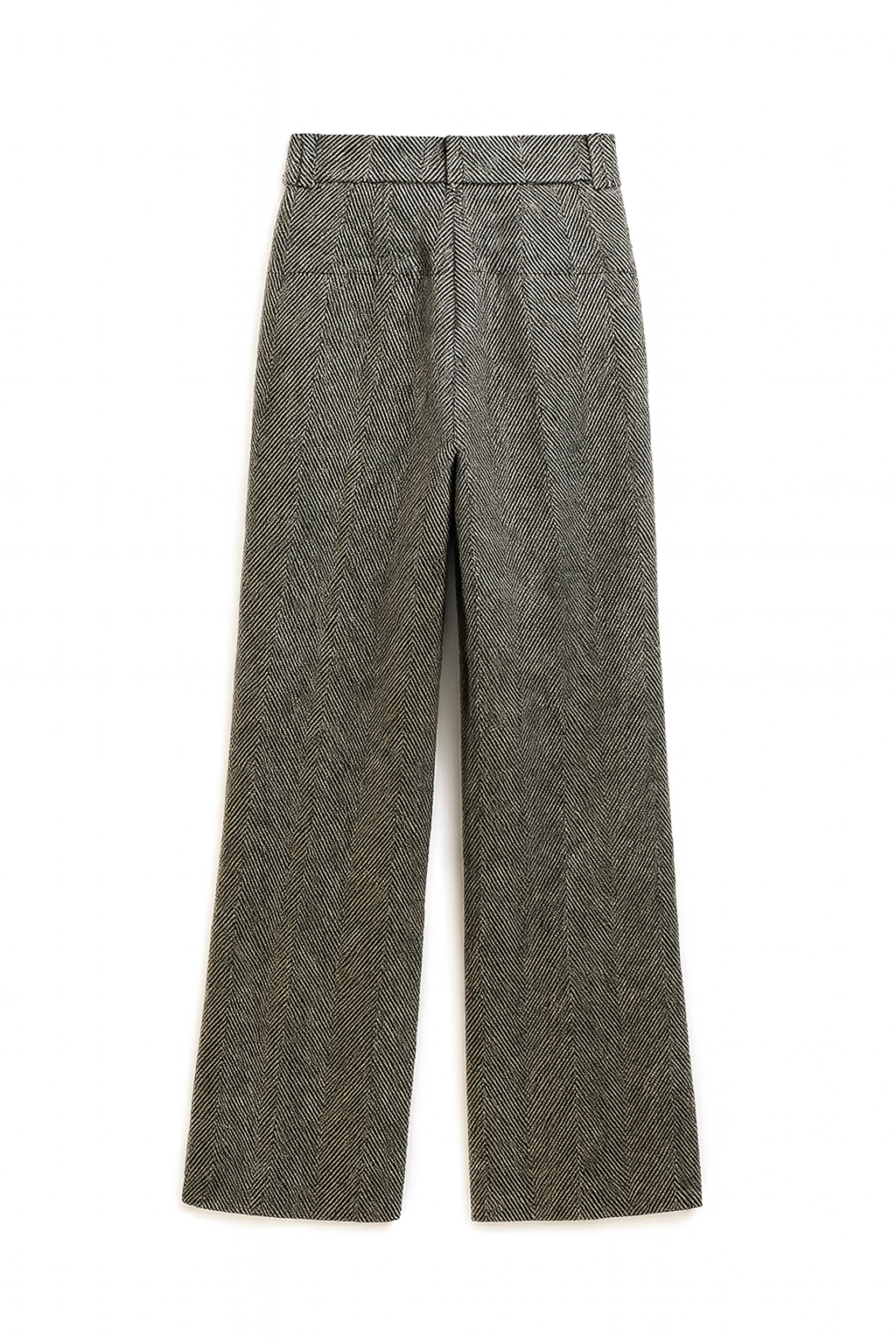 Herringbone Wide-Leg Tailored Pants