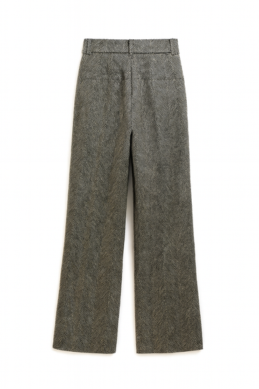 Herringbone Wide-Leg Tailored Pants
