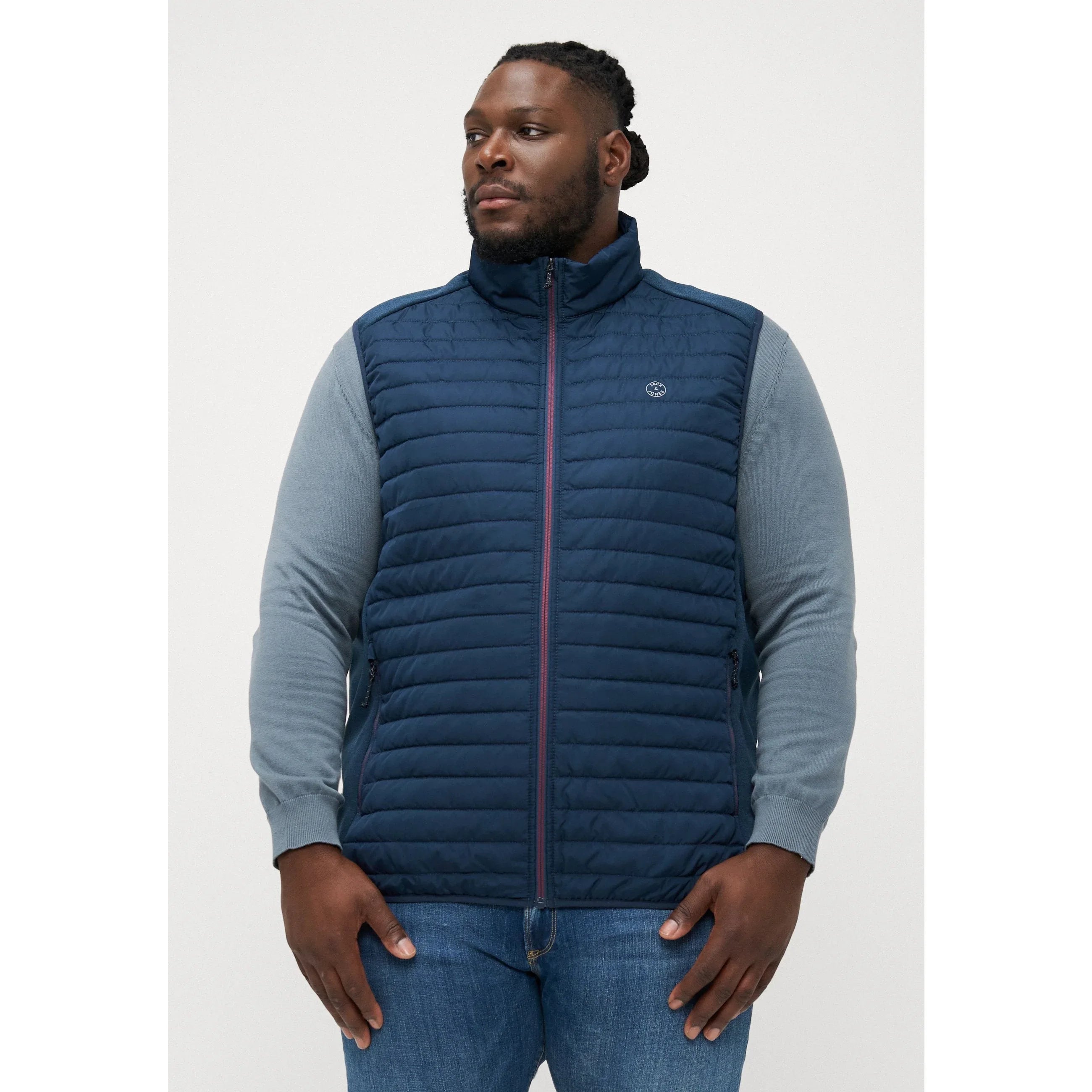 Jack & Jones Men's JJEMULTI Quilted Bodywarmer Vest, High Collar, Navy Blazer - Gomix Brands Outlet