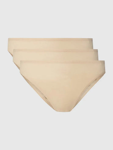 Schiesser Women's Rio Slip 3-Pack Beige Cotton Elastane Everyday Underwear - Gomix Brands Outlet