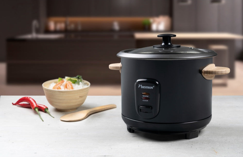 Bestron ARC180BW 1.8L Rice Cooker with Bamboo Handles & Keep Warm Function