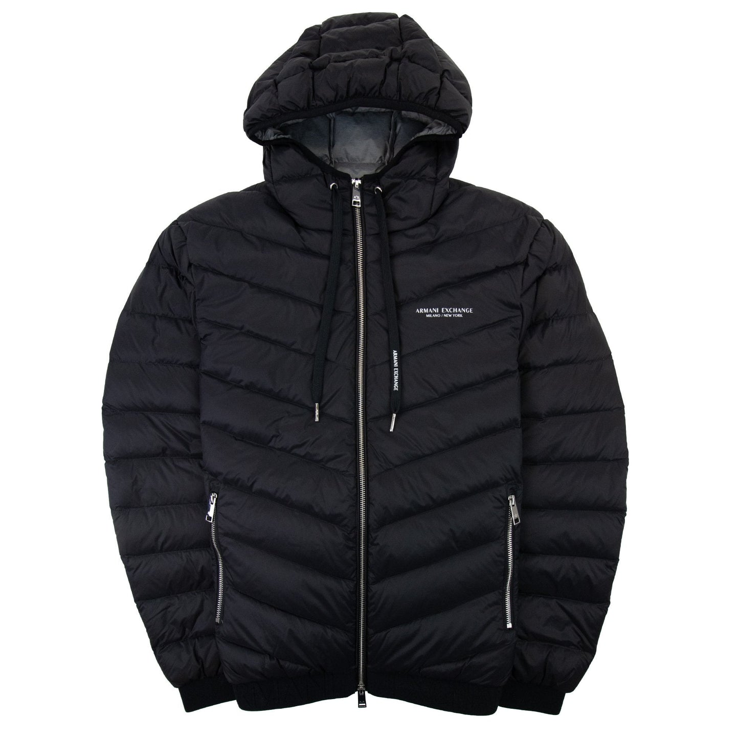 Men's Armani Exchange Black Padded Down Jacket - Warm, Stylish, Hooded