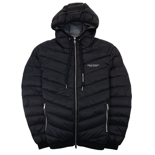 Men's Armani Exchange Black Padded Down Jacket - Warm, Stylish, Hooded