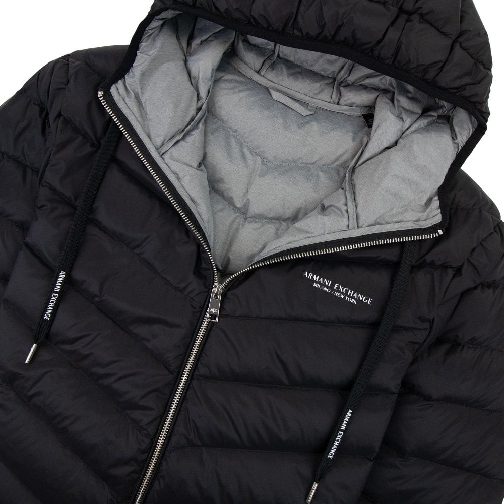 Men's Armani Exchange Black Padded Down Jacket - Warm, Stylish, Hooded